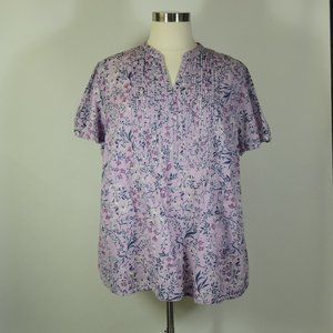 Woman Within Cotton Tucked Floral Top - 2X